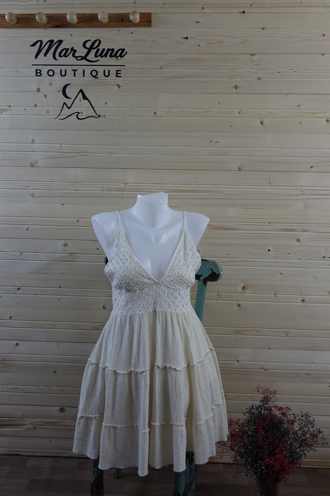 Ege Dantel Askılı Bohem Elbise