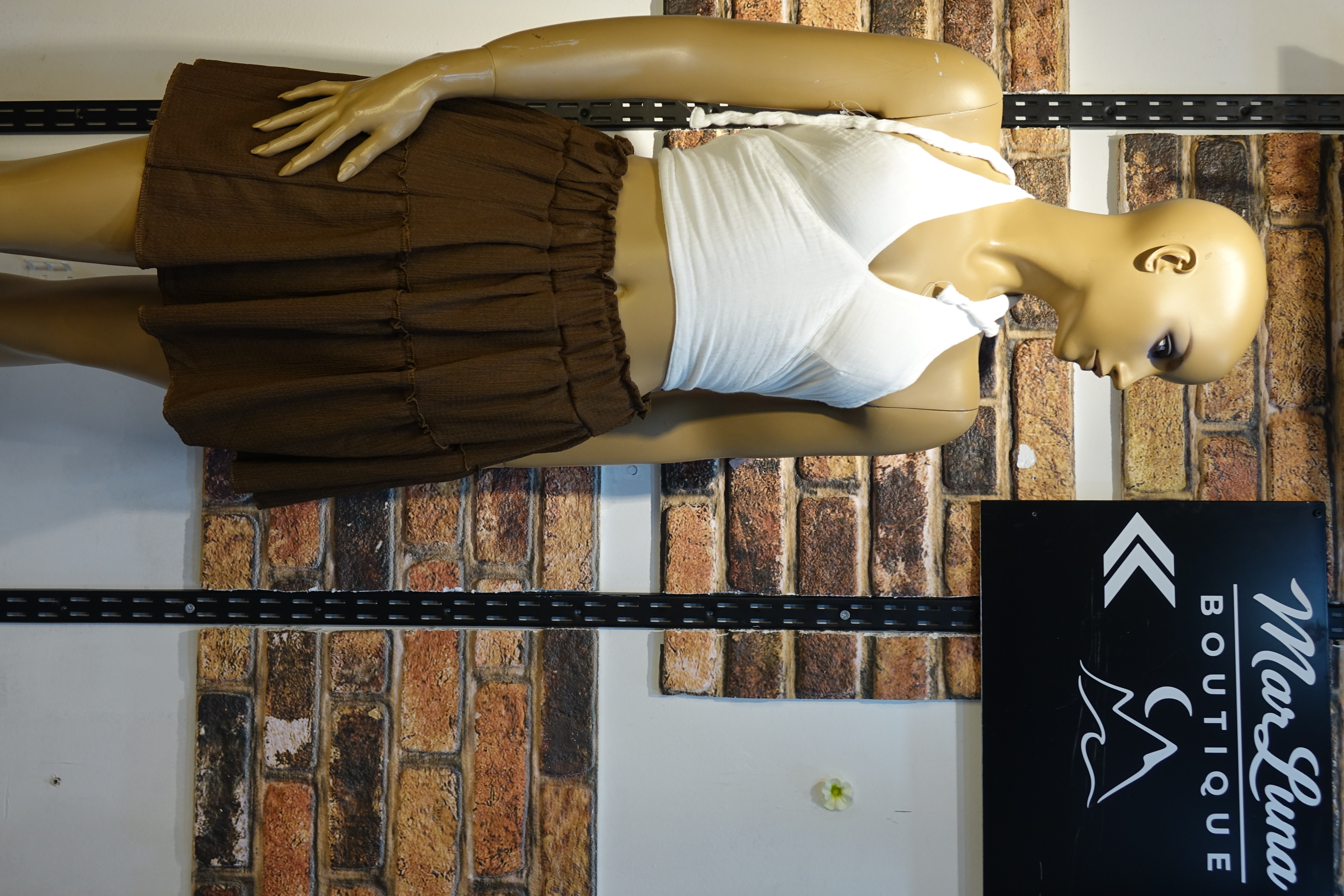 Kahverengi Kat Kat Mini Şort Etek – Lastik Bel Yazlık Bohem Kadın Şort Etek | MarLuna