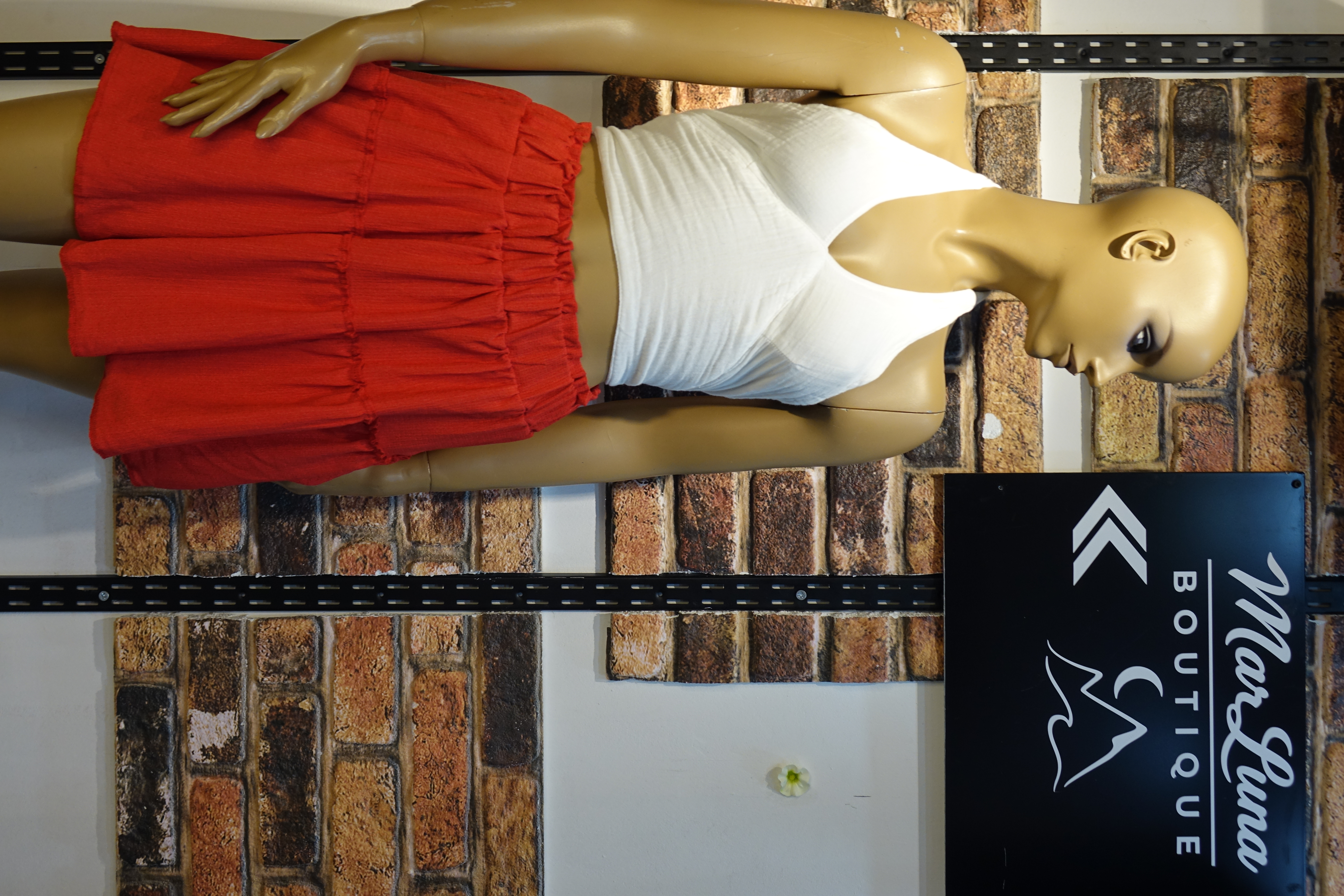 Kırmızı Kat Kat Mini Şort Etek – Lastik Bel Yazlık Bohem Kadın Şort Etek | MarLuna