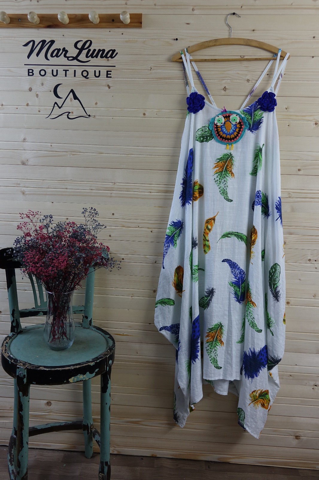 Ege Tüy Desenli Bohem Elbise