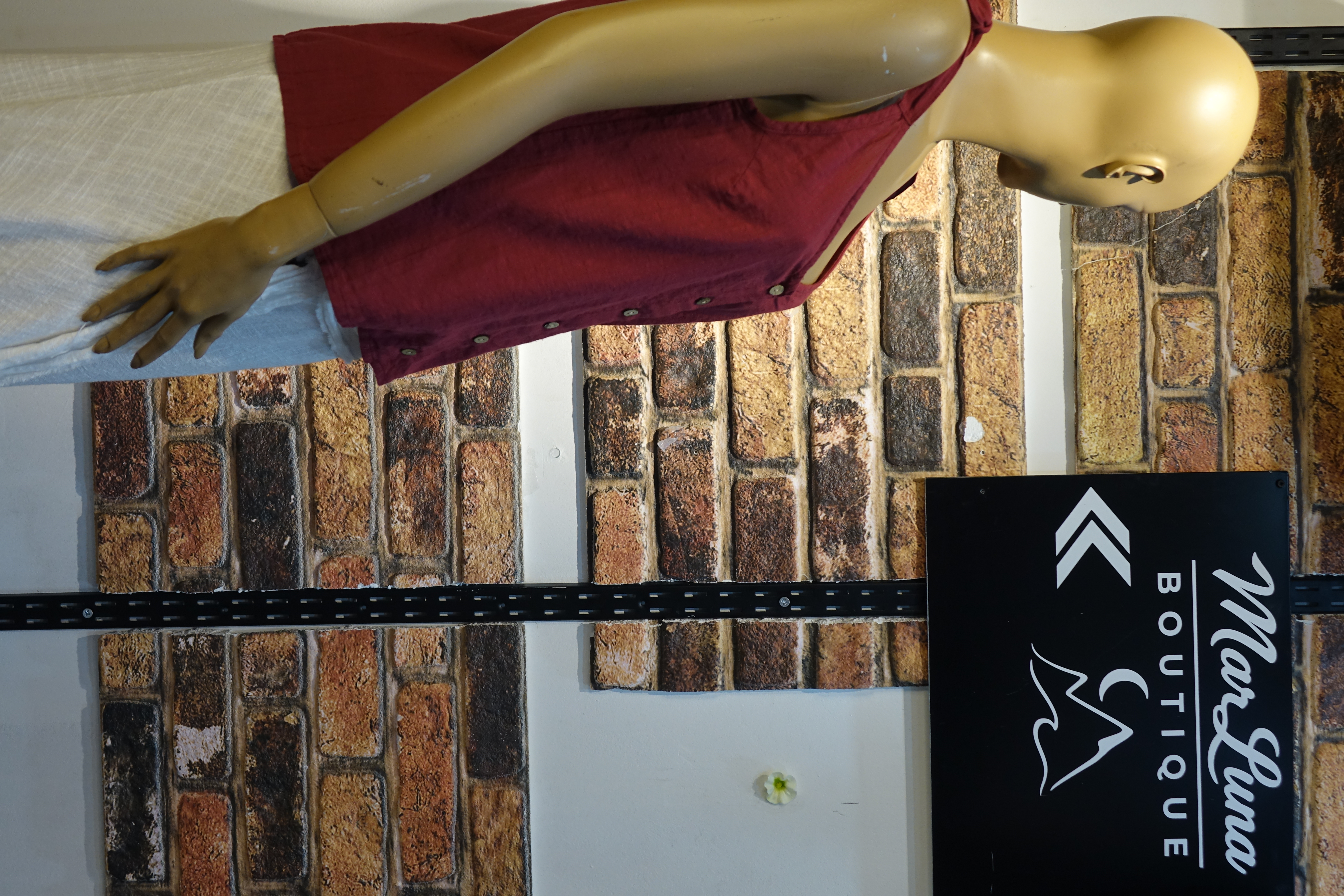 Kiremit Kırmızı Askılı Düğmeli Kadın Bluz – Yazlık Rahat Bohem Kadın Üst | MarLuna