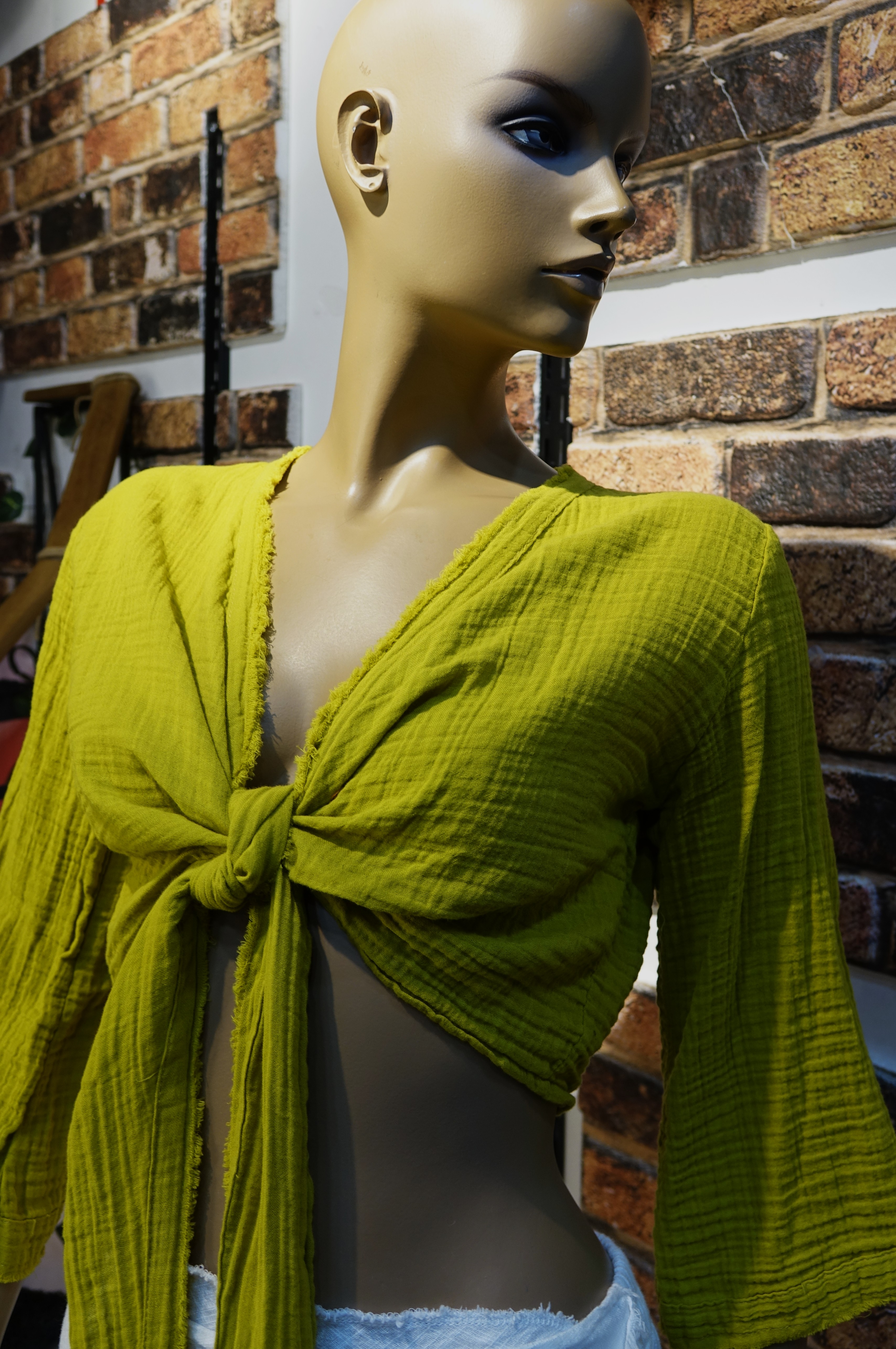 Yeşil Bağlamalı Kadın Crop Bluz – Bohem Yazlık Kadın Üst | MarLuna