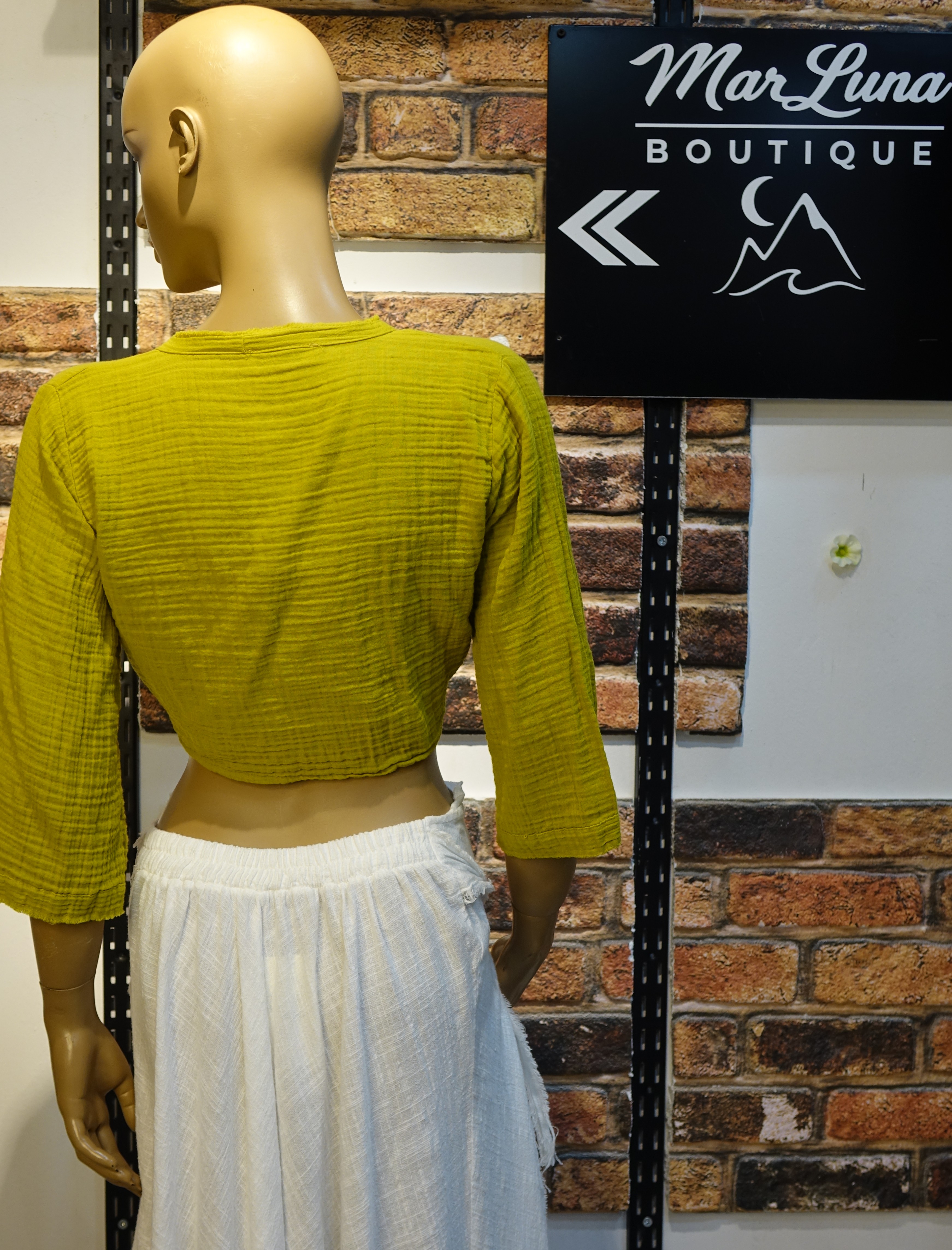 Yeşil Bağlamalı Kadın Crop Bluz – Bohem Yazlık Kadın Üst | MarLuna