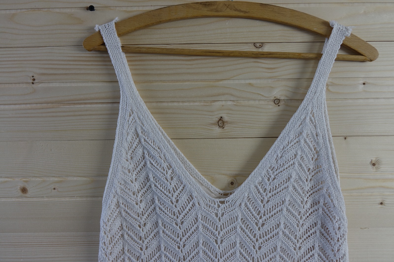 Ekru Dantel  Örme Askılı Elbise