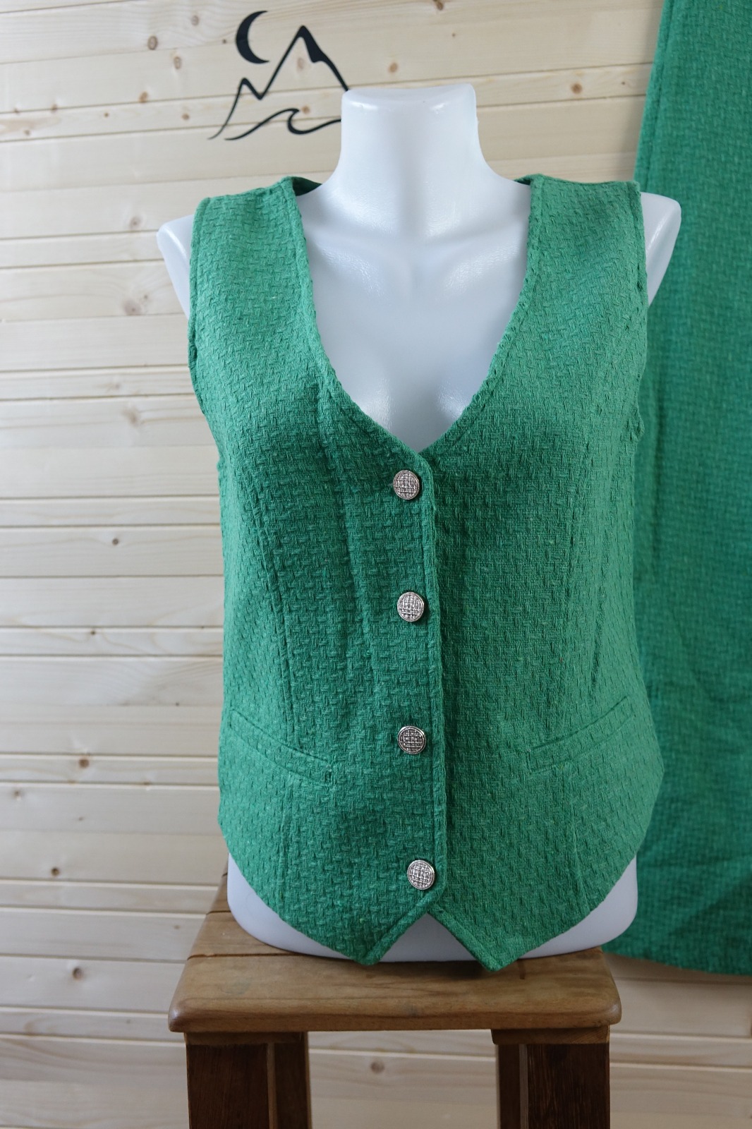 Üçlü Takım – Dokulu Blazer Ceket + Yelek + Pantolon (Yeşil)