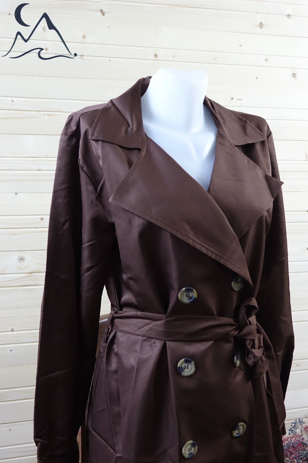 Kahverengi Kuşaklı Kadın Trençkot – Şık Mevsimlik Uzun Ceket | MarLuna