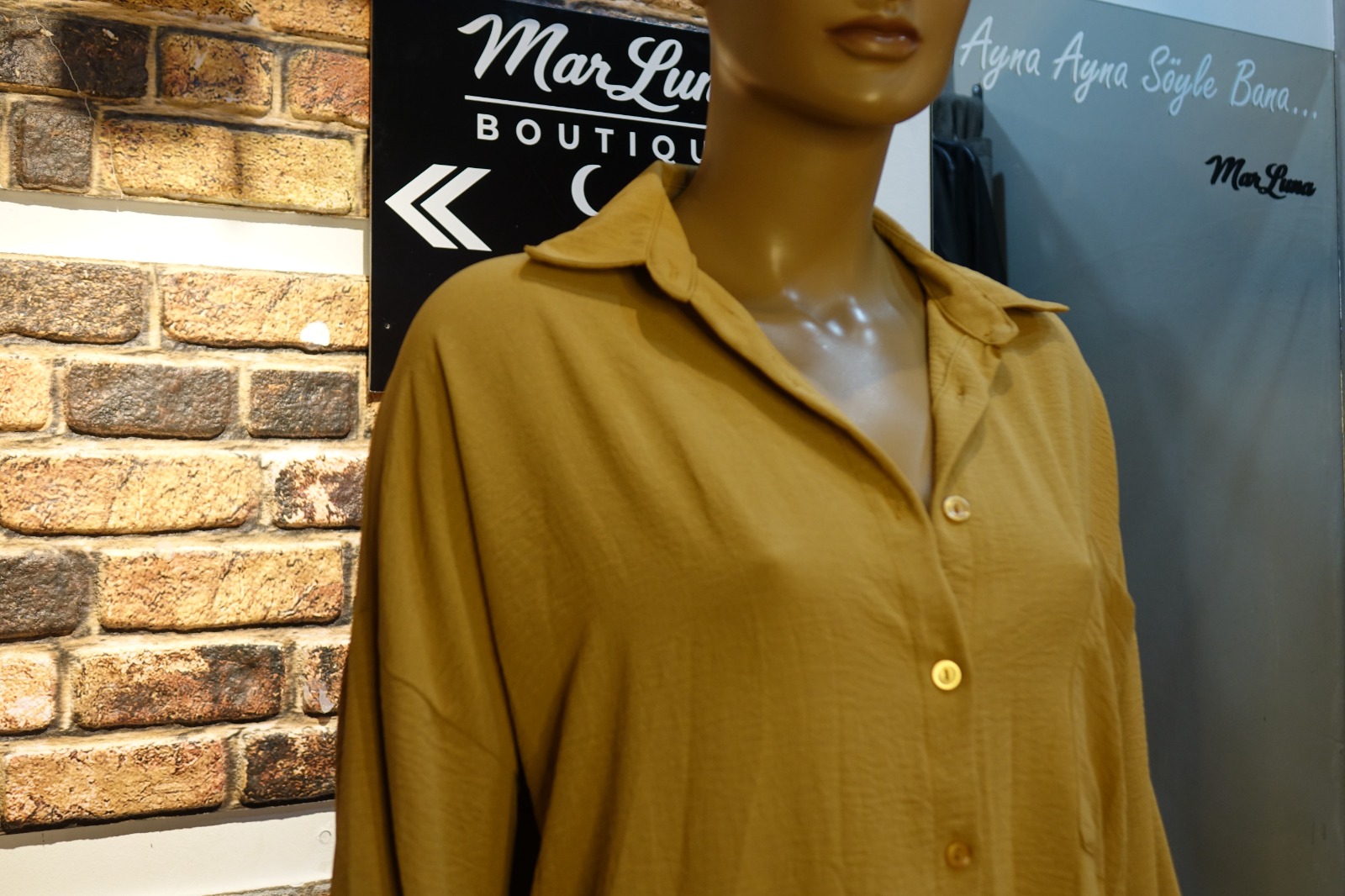 Toprak Tonlu Kadın Uzun Gömlek Elbise – Standart Beden