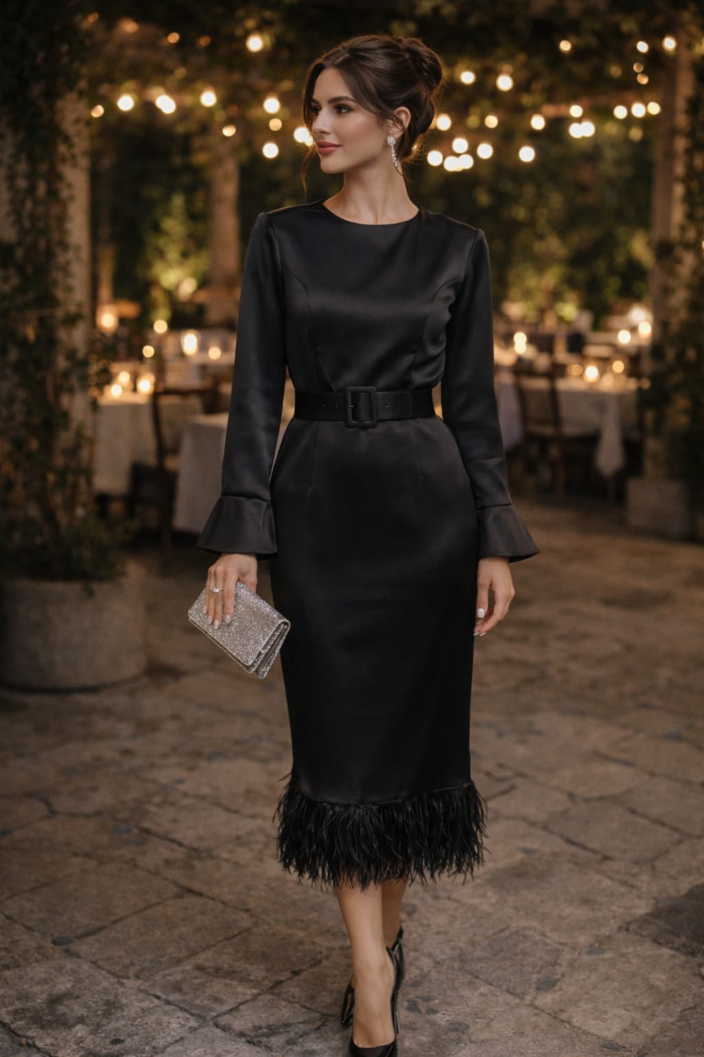Siyah Uzun Abiye Elbise – Kemer Detaylı Şık Kadın Davet Elbisesi | MarLuna