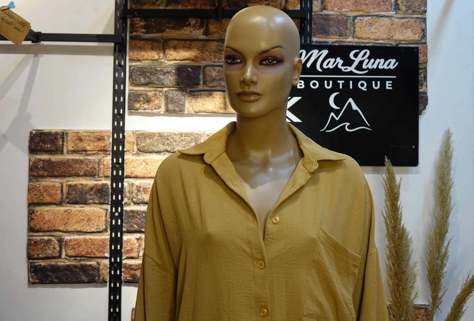 Toprak Tonlu Kadın Uzun Gömlek Elbise – Standart Beden