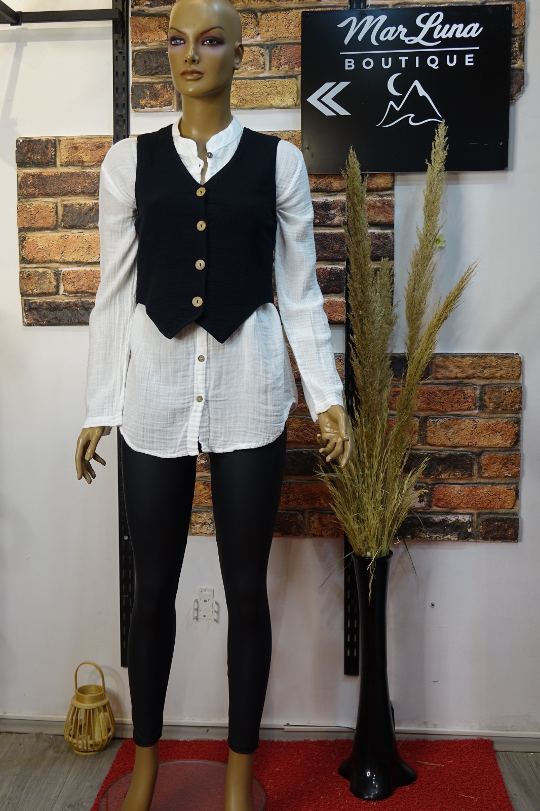 Yüksek Bel Deri Görünümlü Kadın Tayt | Toparlayıcı ve Şık