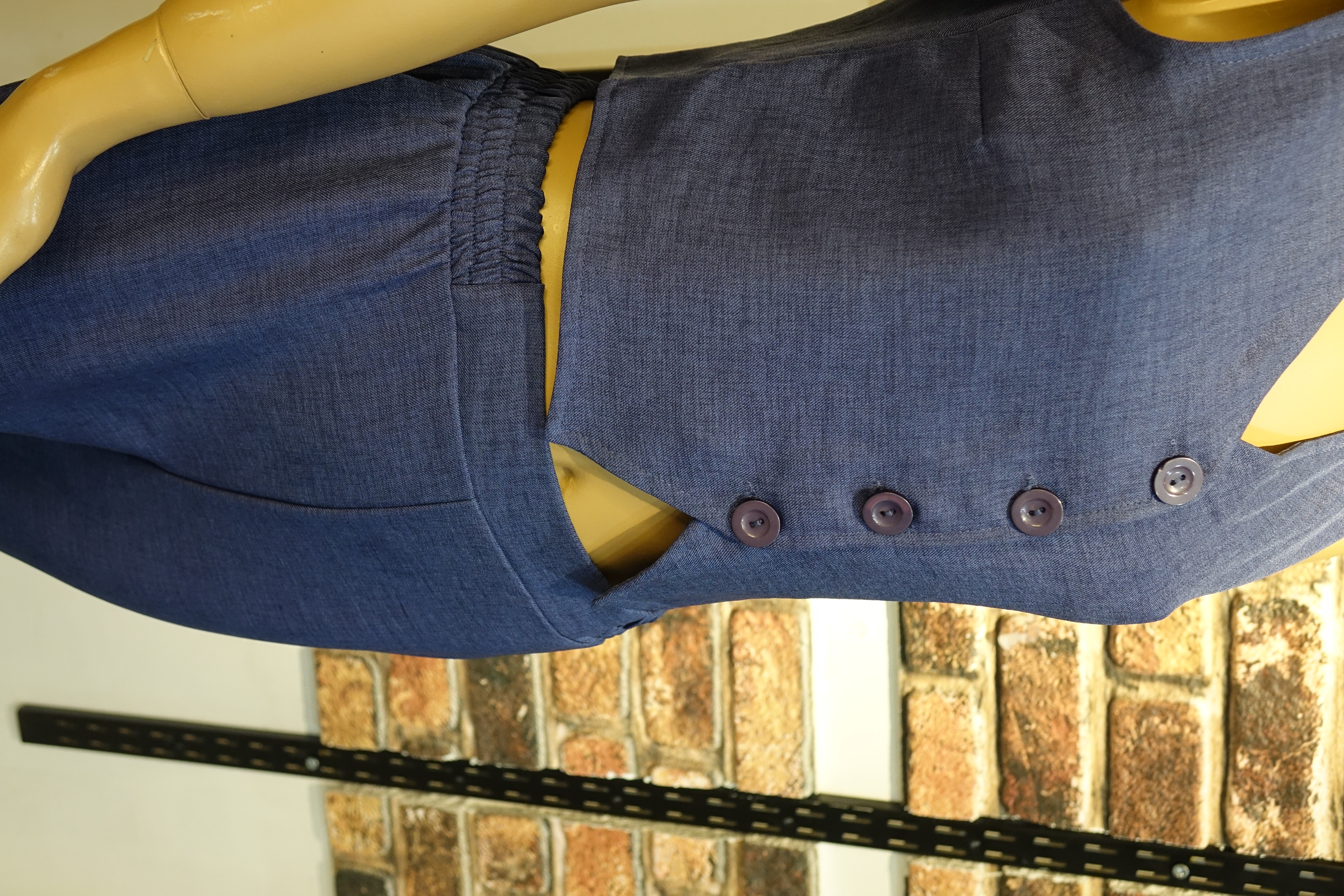 Lacivert Kadın İkili Takım – Düğmeli Crop Yelek ve Yüksek Bel Pantolon Takım | MarLuna