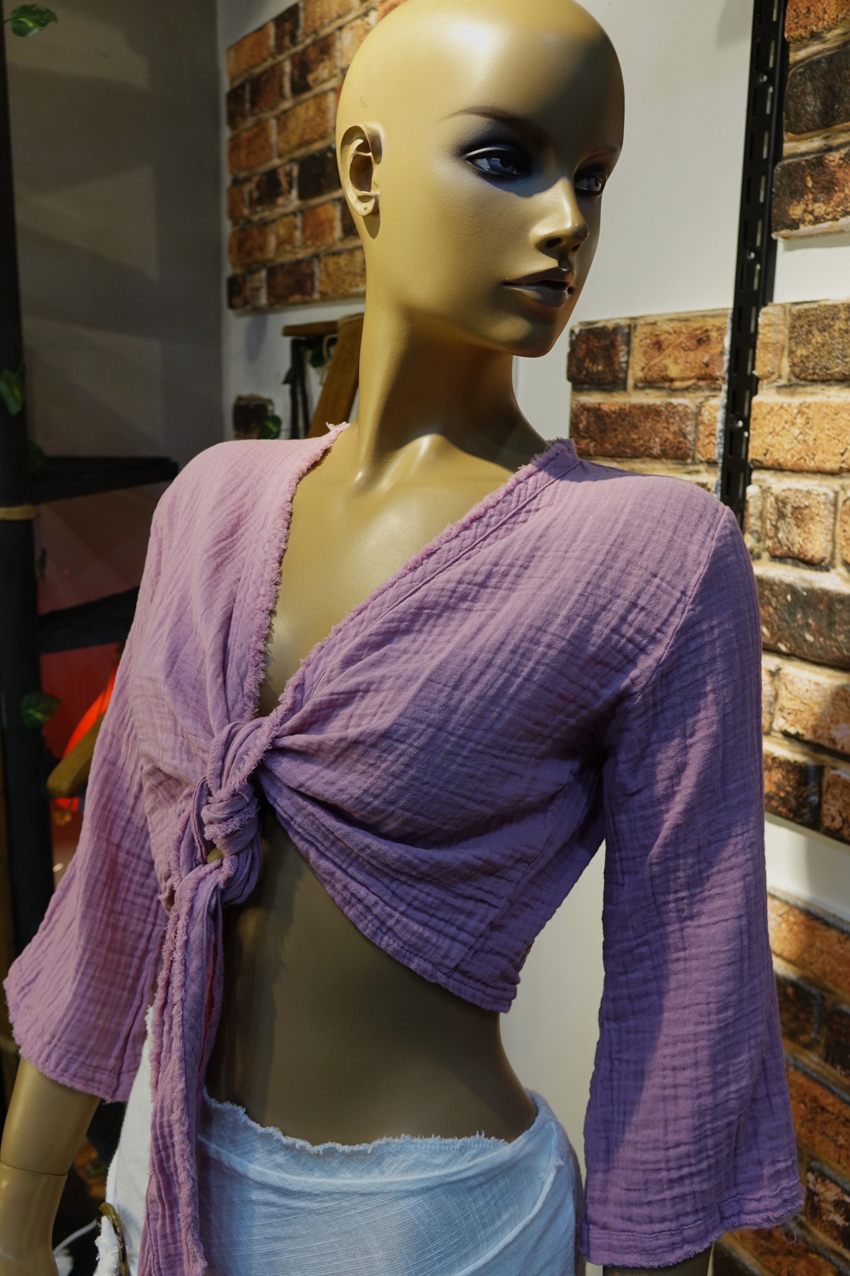 Gül Kurusu Kadın Bağlamalı Crop Bluz – Bohem Yazlık Kadın Üst | MarLuna