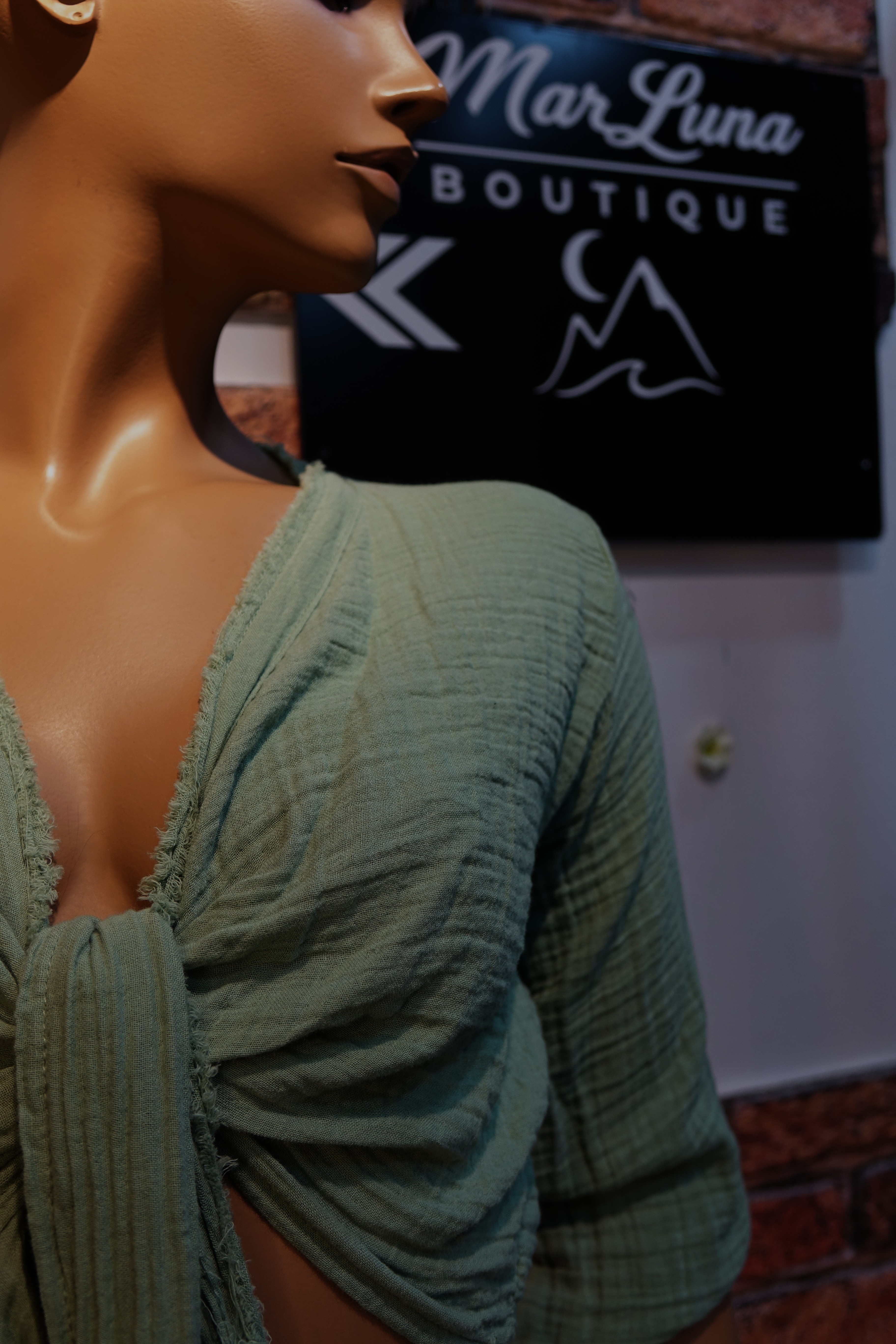 Yeşil Kadın Bağlamalı Crop Bluz – Bohem Yazlık Kadın Üst | MarLuna