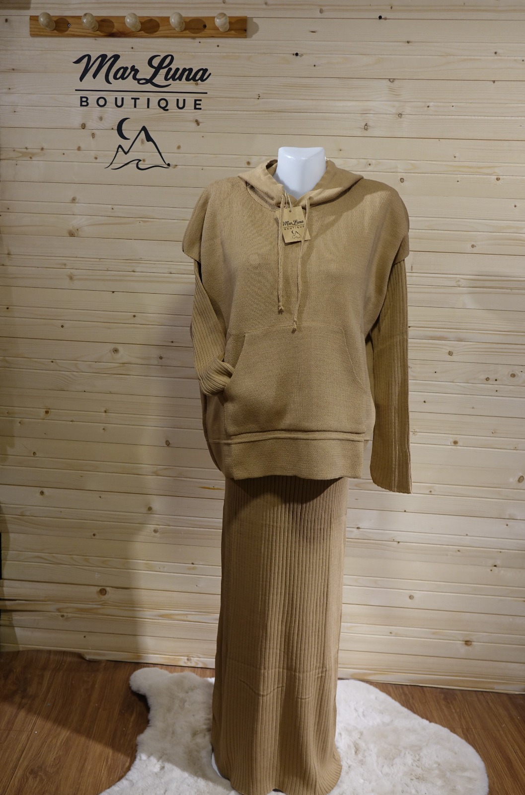 MarLuna Soft Touch Fit Rib Triko Maxi Elbise – Bej