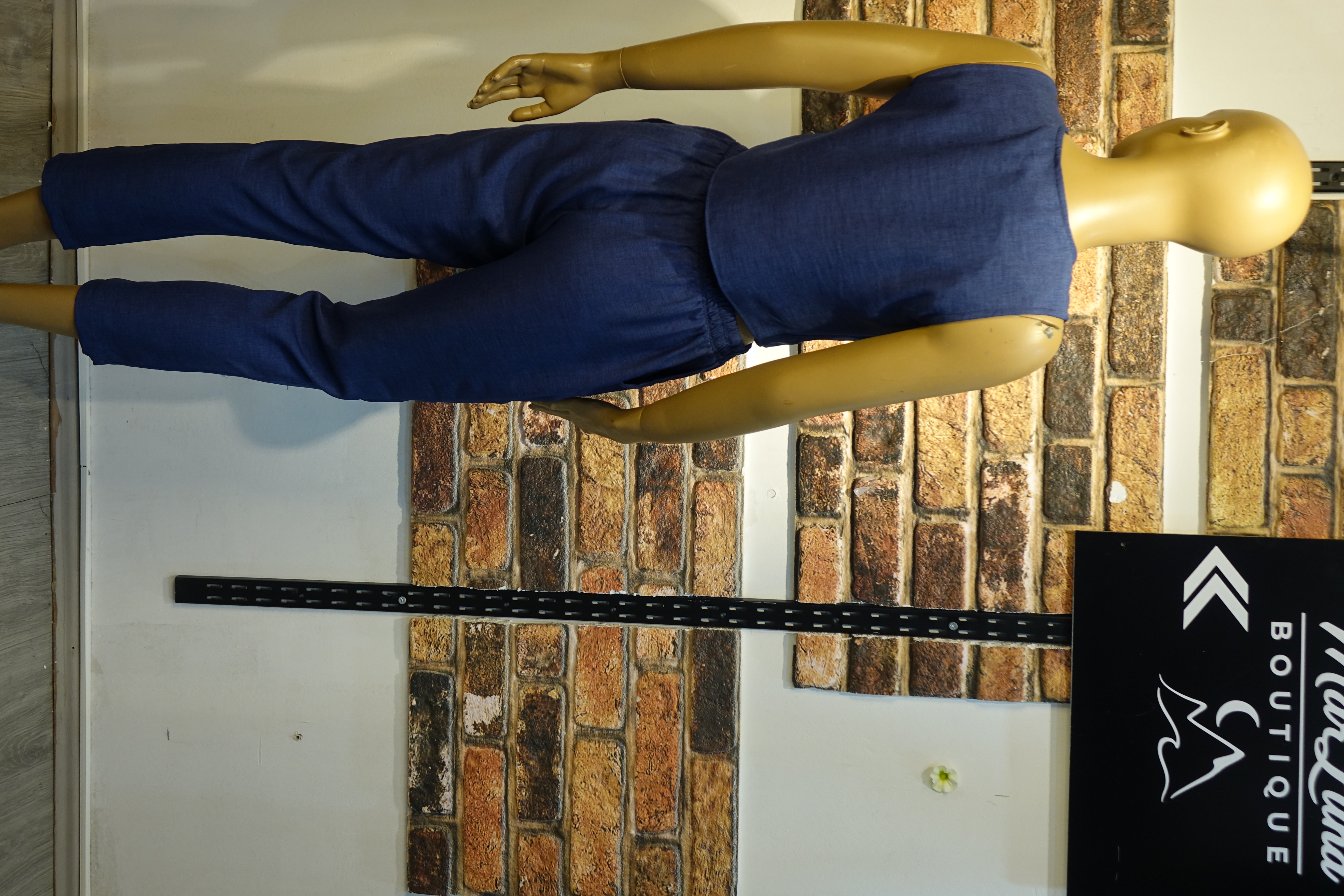 Lacivert Kadın İkili Takım – Düğmeli Crop Yelek ve Yüksek Bel Pantolon Takım | MarLuna