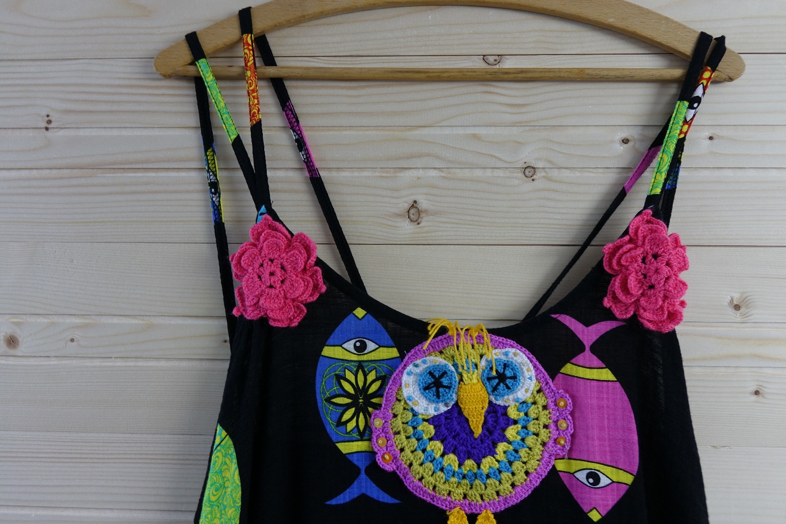 Ege Balık Desenli Bohem Yazlık Elbise