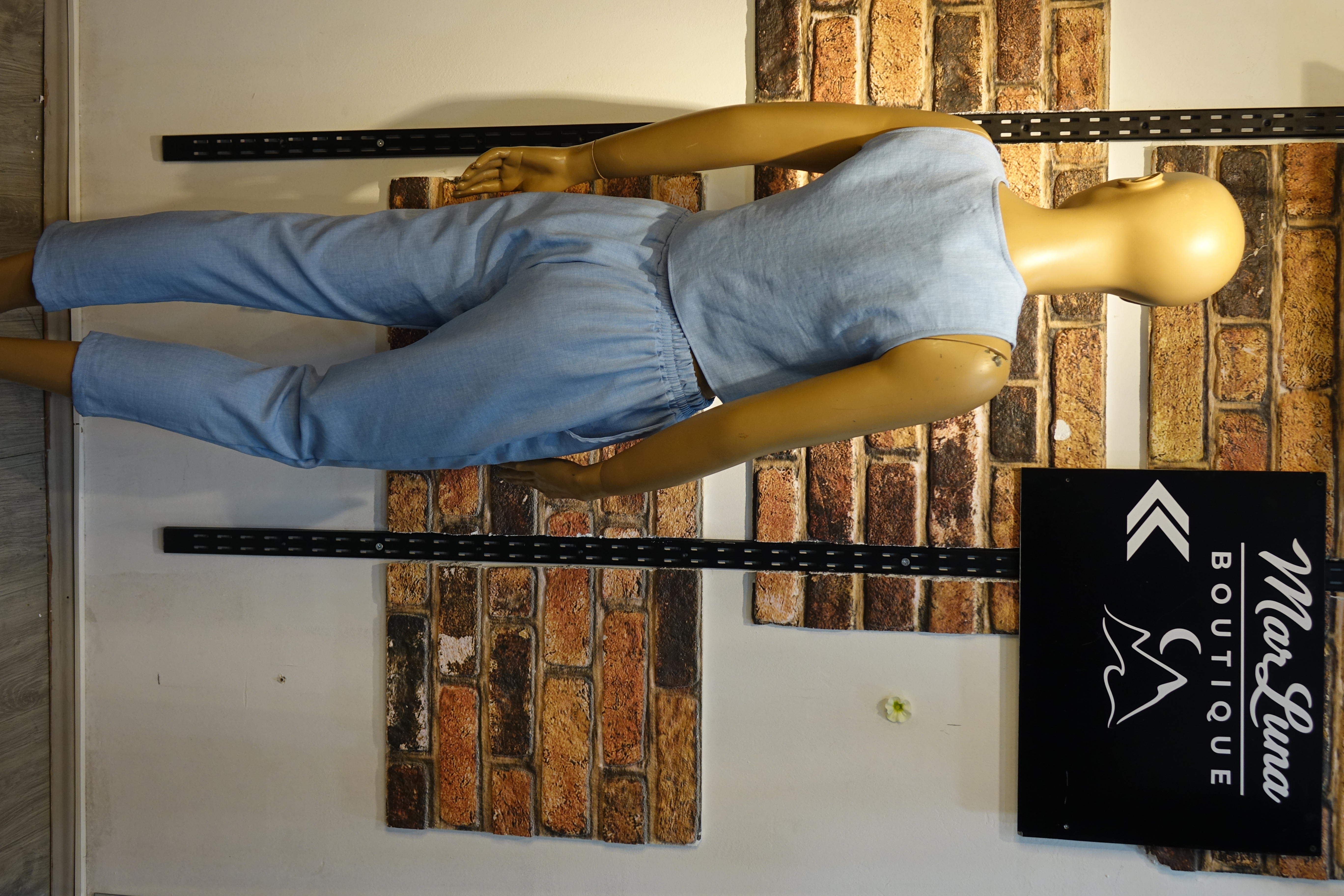 Mavi Kadın İkili Takım – Düğmeli Crop Yelek ve Yüksek Bel Pantolon Takım | MarLuna