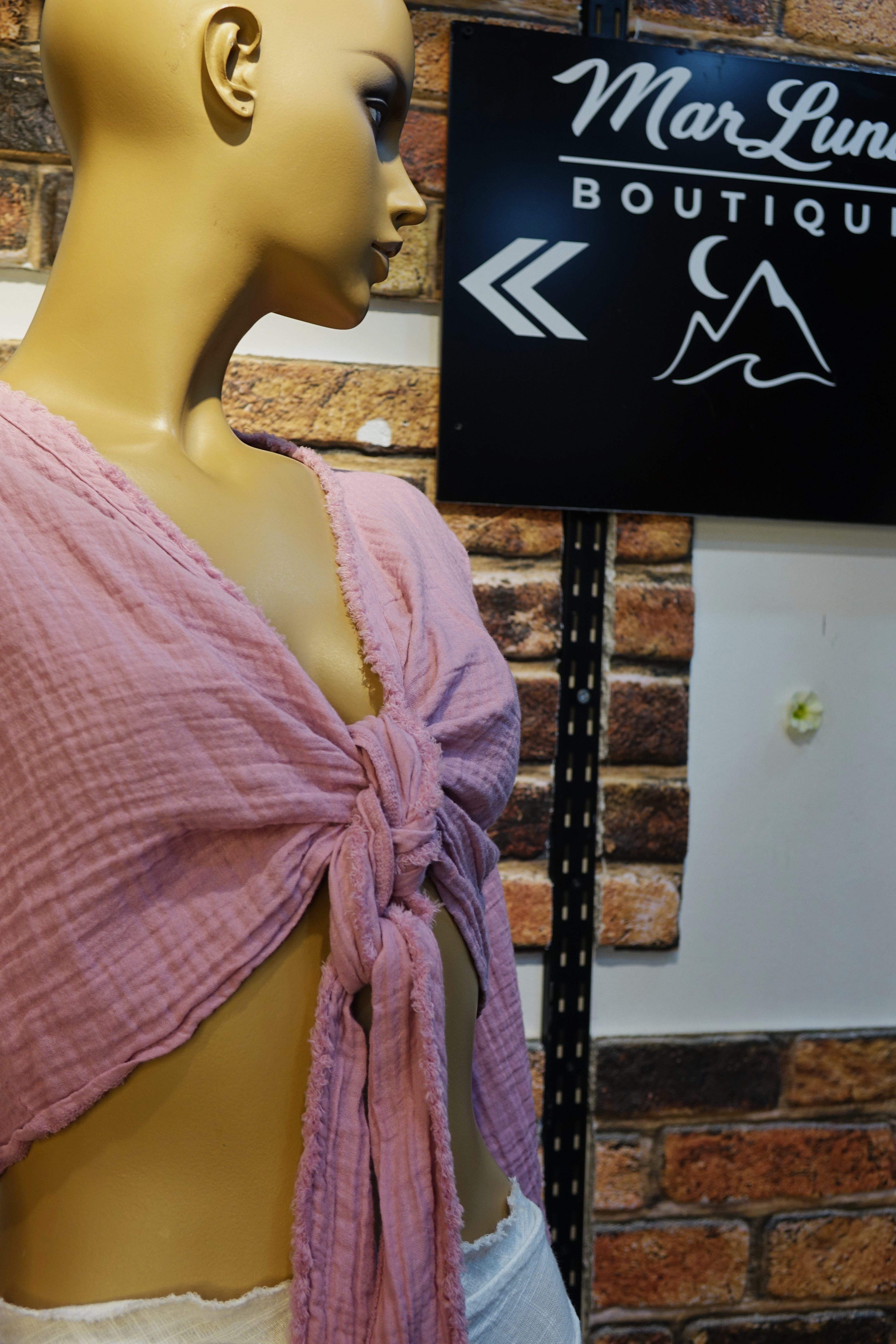 Gül Kurusu Kadın Bağlamalı Crop Bluz – Bohem Yazlık Kadın Üst | MarLuna