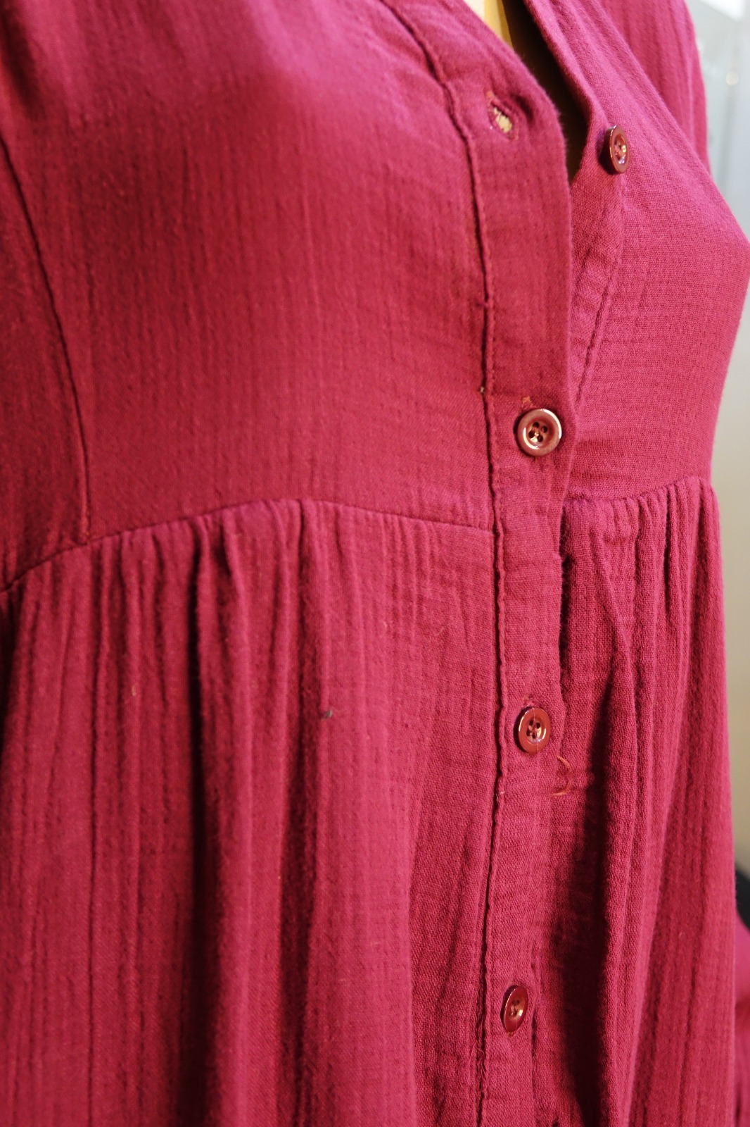 Bordo Tonlu Kadın Uzun Gömlek Elbise – Standart Beden