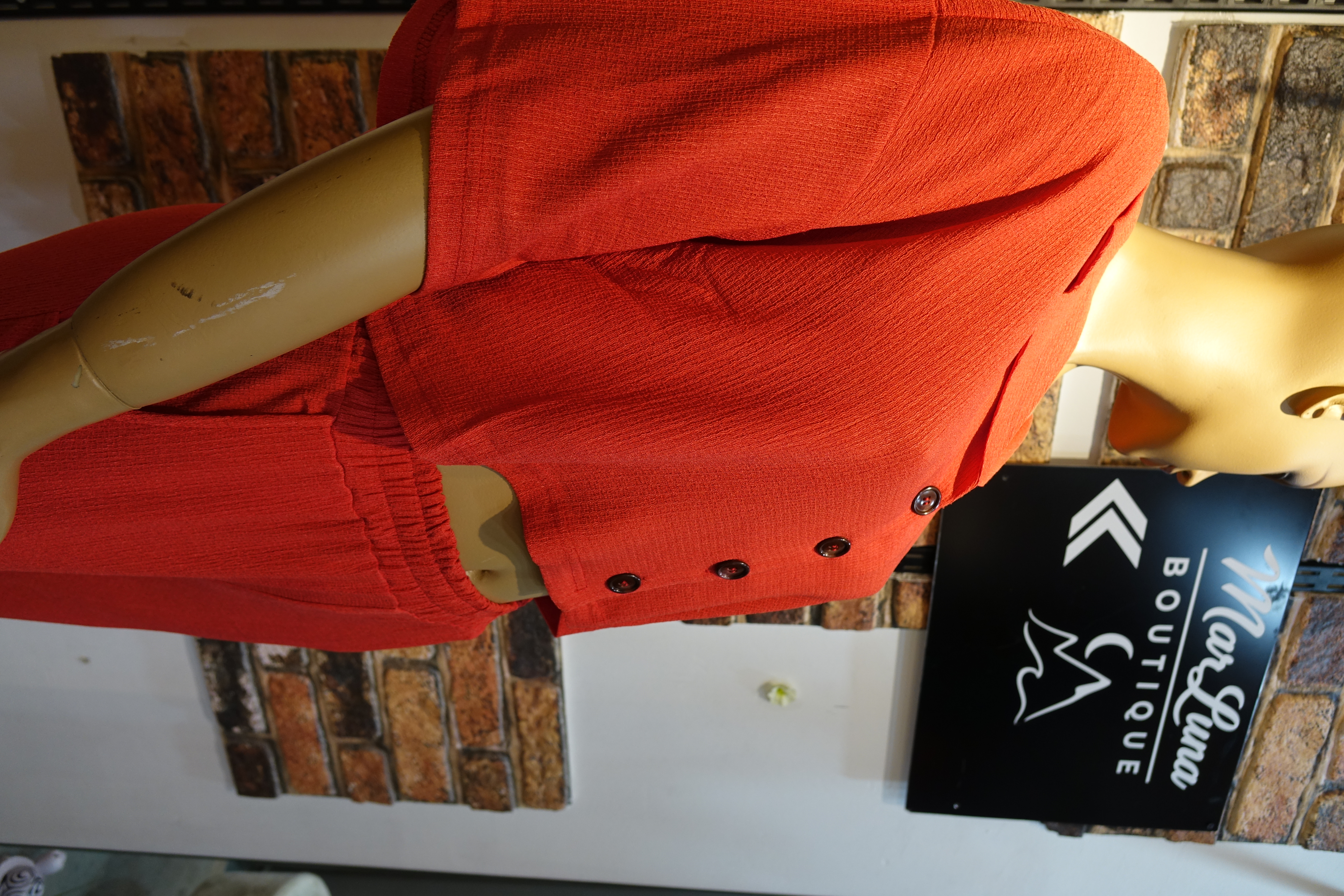 Kırmızı Crop Gömlek Takım – Kadın Yazlık Rahat Pantolonlu İkili Takım