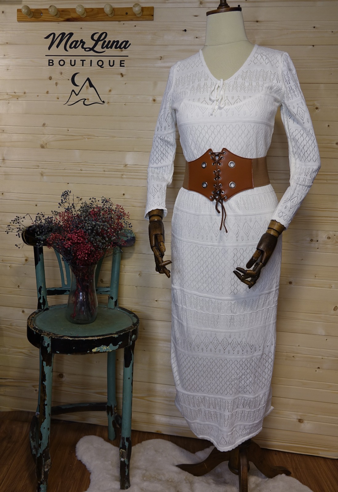 Bej Uzun Triko Elbise – Oversize Kadın Günlük Triko Elbise