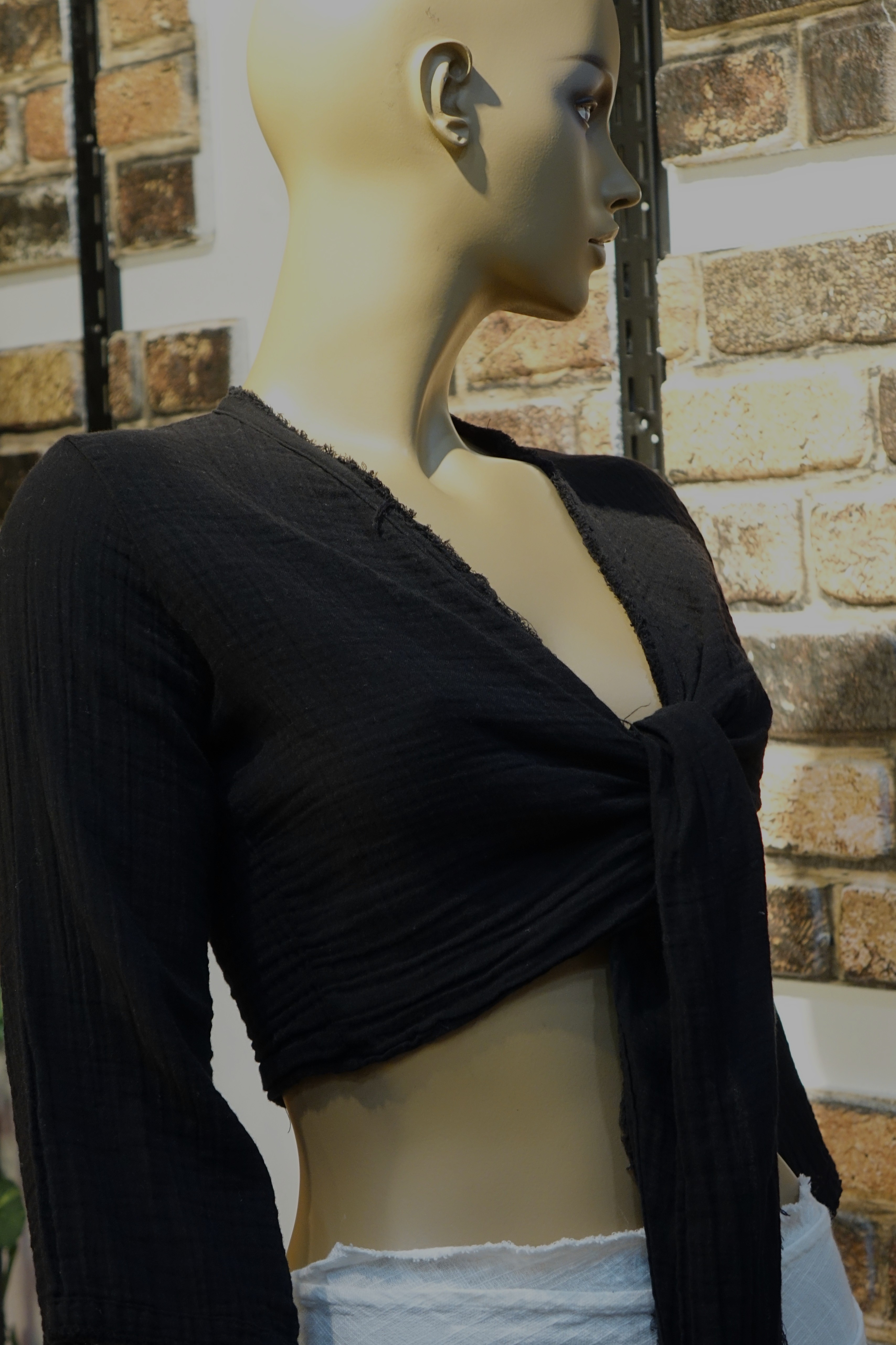 Siyah Kadın Bağlamalı Crop Bluz – Bohem Yazlık Kadın Üst | MarLuna