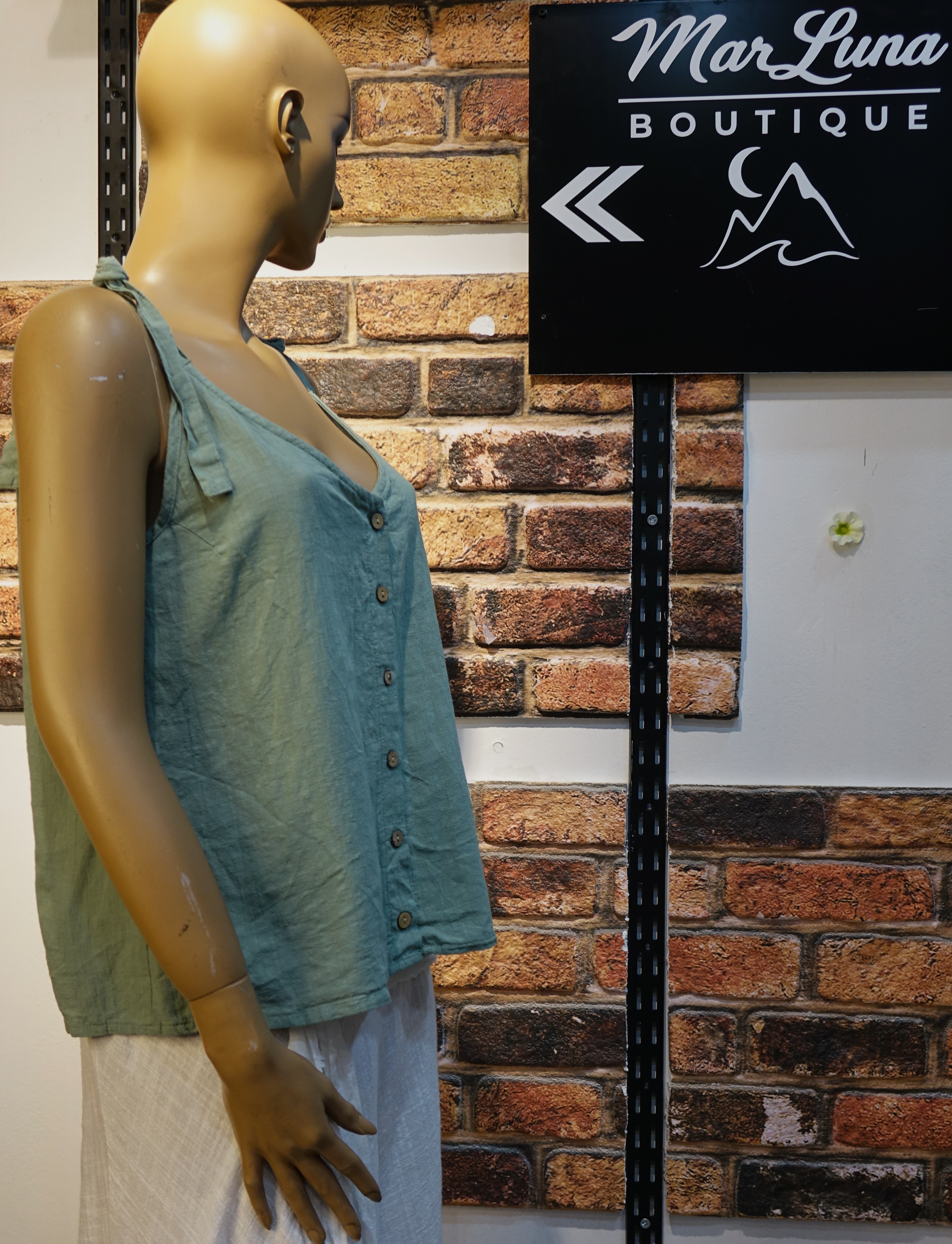 Mint Yeşili Askılı Düğmeli Kadın Bluz – Yazlık Rahat Kadın Üst | MarLuna