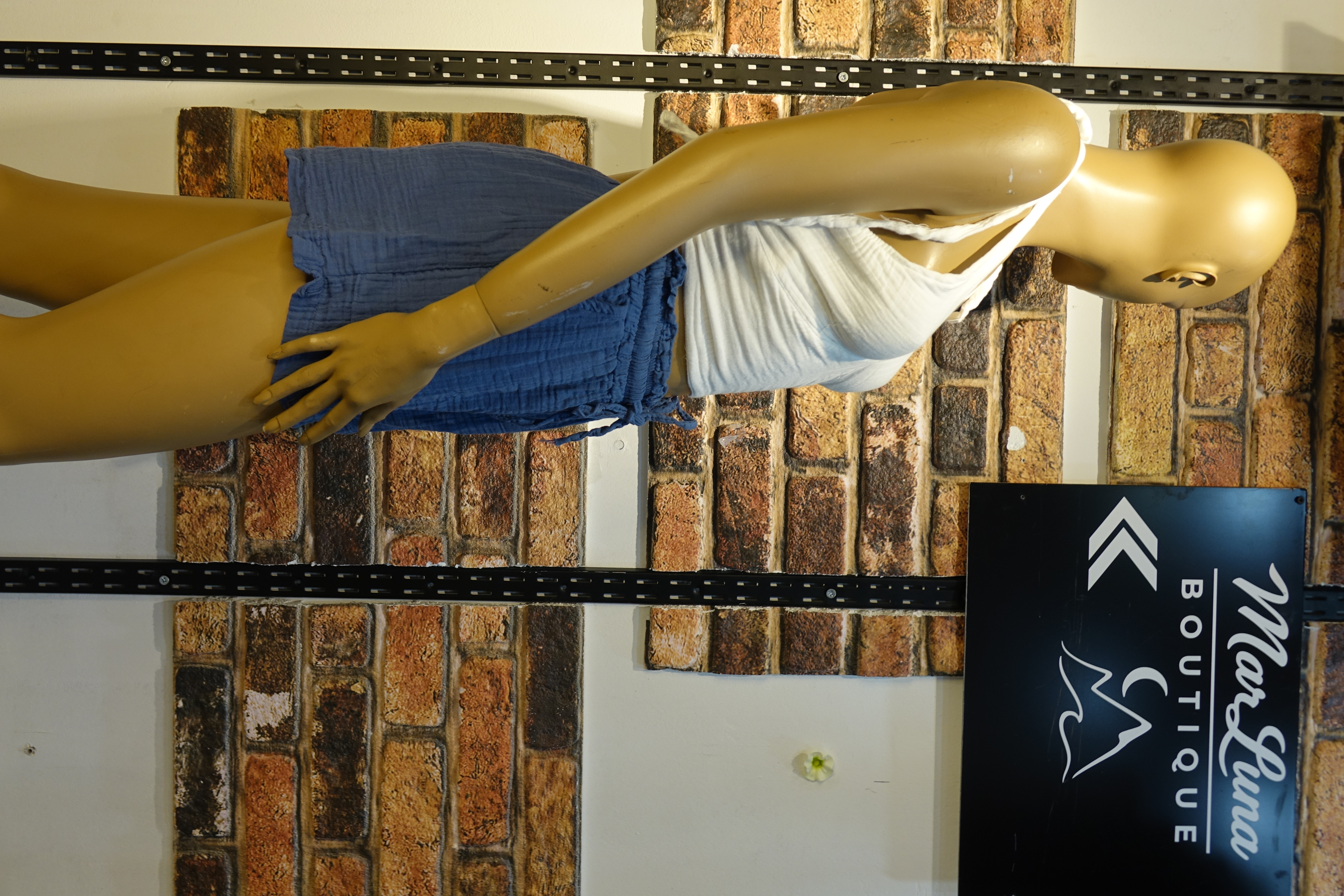 Mavi Müslin Yazlık Kadın Şort – Lastik Bel Bağcıklı Cepli Rahat Şort | MarLuna